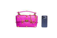 VALENTINO ROMAN STUD TOP HANDLE MEDIUM FUCHSIA