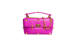 VALENTINO ROMAN STUD TOP HANDLE MEDIUM FUCHSIA