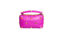 VALENTINO ROMAN STUD TOP HANDLE MEDIUM FUCHSIA