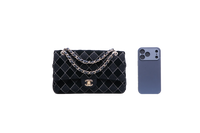 CHANEL CLASSIC 11.12 DOUBLE FLAP TWEED VELVET BLACK