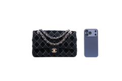 CHANEL CLASSIC 11.12 DOUBLE FLAP TWEED VELVET BLACK