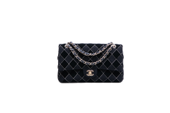 CHANEL CLASSIC 11.12 DOUBLE FLAP TWEED VELVET BLACK