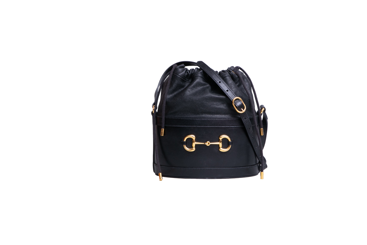 GUCCI HORSEBIT 1955 BUCKET LEATHER BLACK