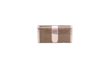 JIMMY CHOO CLUTCH METALLIC GOLD/SILVER TEXTURED LEATHER