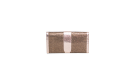 JIMMY CHOO CLUTCH METALLIC GOLD/SILVER TEXTURED LEATHER