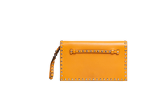VALENTINO ROCKSTUD WRISTLET CLUTCH MUSTARD