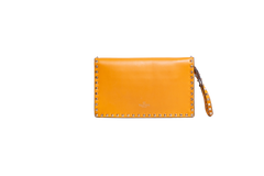 VALENTINO ROCKSTUD WRISTLET CLUTCH MUSTARD