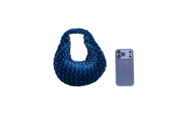 BOTTEGA VENETA JODIE MINI VELVET INTRECCIATO NAVY