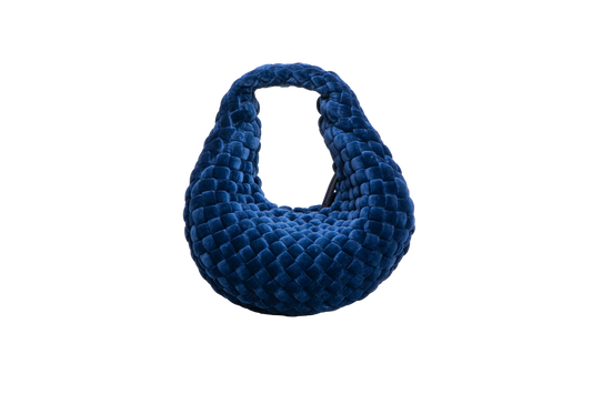 BOTTEGA VENETA JODIE MINI VELVET INTRECCIATO NAVY