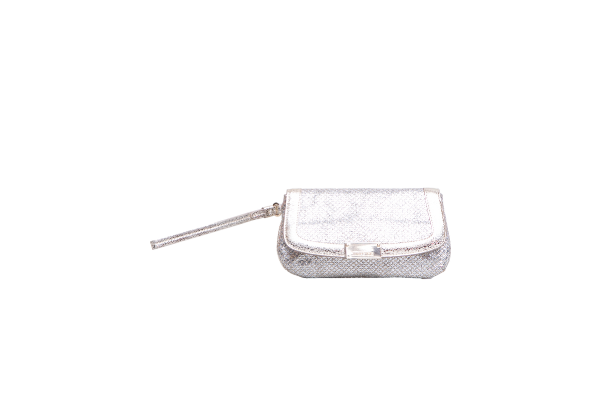 JIMMY CHOO CLUTCH ZETA GLITTERED GOLD/SILVER