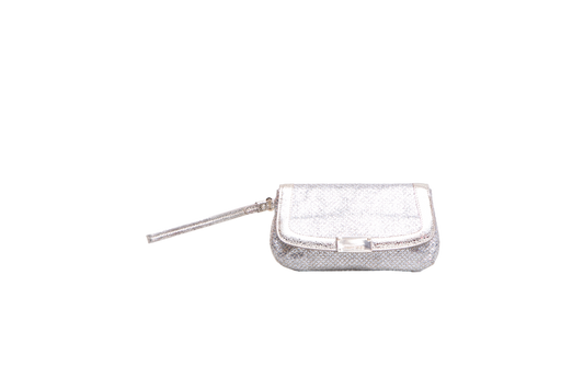 JIMMY CHOO CLUTCH ZETA GLITTERED GOLD/SILVER