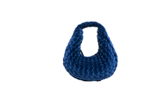 BOTTEGA VENETA JODIE MINI VELVET INTRECCIATO NAVY