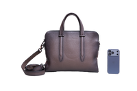 SALVATORE FERRAGAMO BRIEFCASE PEBBLED LEATHER BROWN