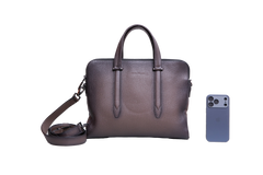 SALVATORE FERRAGAMO BRIEFCASE PEBBLED LEATHER BROWN