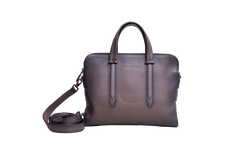 SALVATORE FERRAGAMO BRIEFCASE PEBBLED LEATHER BROWN