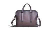 SALVATORE FERRAGAMO BRIEFCASE PEBBLED LEATHER BROWN