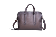 SALVATORE FERRAGAMO BRIEFCASE PEBBLED LEATHER BROWN
