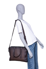 SALVATORE FERRAGAMO BRIEFCASE PEBBLED LEATHER BROWN