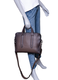 SALVATORE FERRAGAMO BRIEFCASE PEBBLED LEATHER BROWN