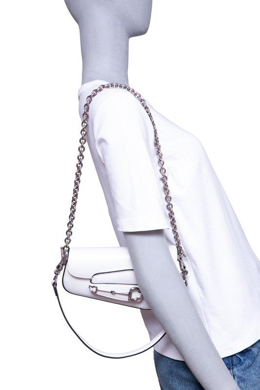 GUCCI HORSEBIT ASYMMETRIC MINI WHITE