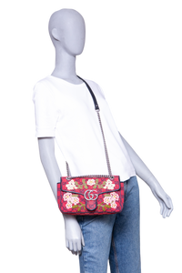 GUCCI GG MARMONT CANVAS EMBROIDERED ROSE RED LIMITED EDITION