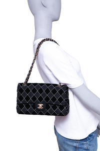 CHANEL CLASSIC 11.12 DOUBLE FLAP TWEED VELVET BLACK