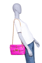 VALENTINO ROMAN STUD TOP HANDLE MEDIUM FUCHSIA
