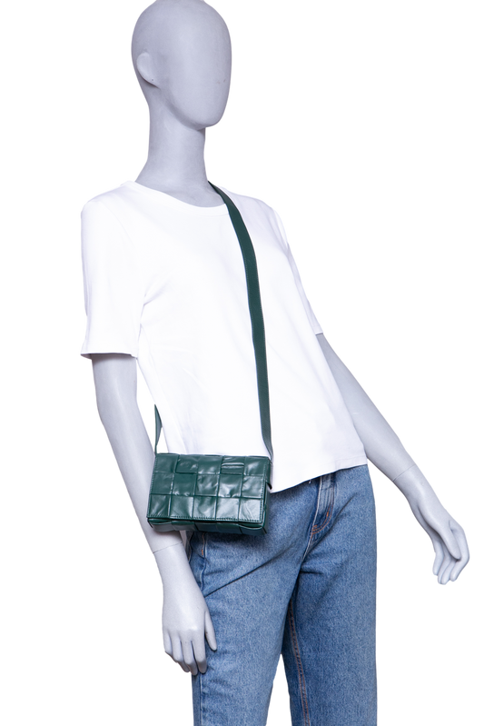 BOTTEGA CASSETTE SMALL LEATHER RAINTREE