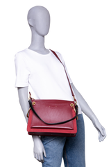 CHLOÉ ROY MEDIUM LEATHER AND SUEDE BURGUNDY