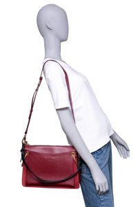 CHLOÉ ROY MEDIUM LEATHER AND SUEDE BURGUNDY
