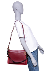 CHLOÉ ROY MEDIUM LEATHER AND SUEDE BURGUNDY