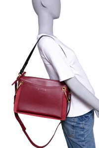 CHLOÉ ROY MEDIUM LEATHER AND SUEDE BURGUNDY
