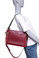 CHLOÉ ROY MEDIUM LEATHER AND SUEDE BURGUNDY