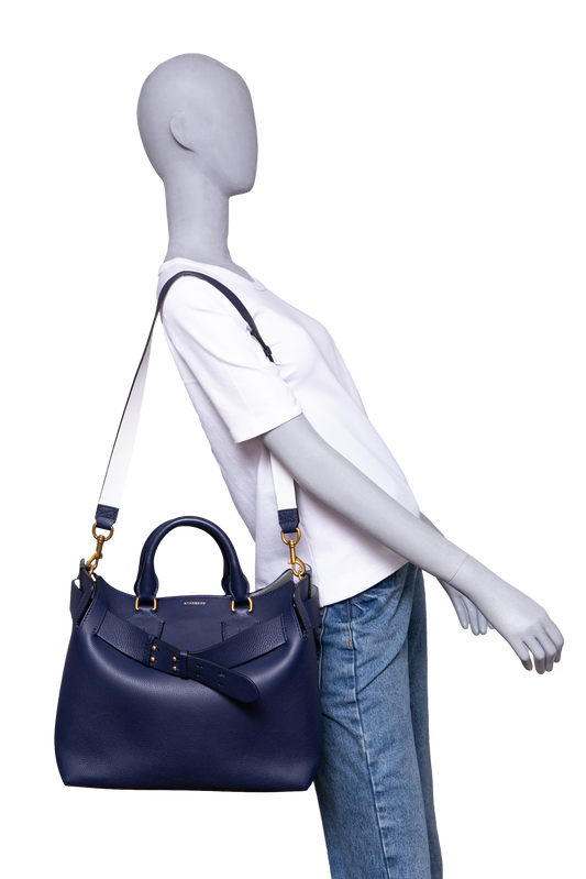 BURBERRY BELT TOTE BAG SMALL NAVY