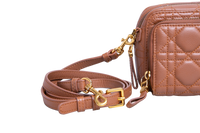 DIOR CARO DOUBLE POUCH WARM CANNAGE CARAMEL