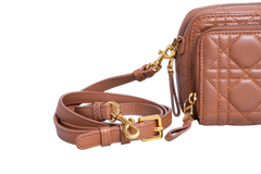 DIOR CARO DOUBLE POUCH WARM CANNAGE CARAMEL
