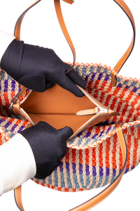 VALENTINO STRIPED RAFFIA SHOPPING BAG MULTICOLOR