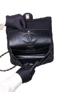 CHANEL CLASSIC 11.12 DOUBLE FLAP TWEED VELVET BLACK