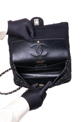 CHANEL CLASSIC 11.12 DOUBLE FLAP TWEED VELVET BLACK
