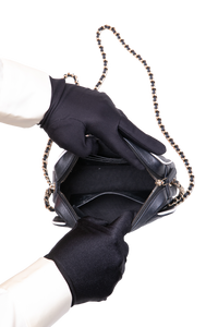 CHANEL 25 P CAMERA LAMBSKIN B&W GOLD HDWR