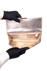 JIMMY CHOO CLUTCH METALLIC GOLD/SILVER TEXTURED LEATHER