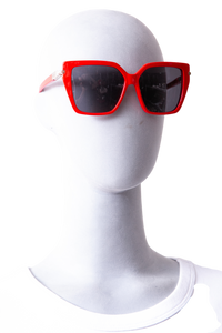 SALVATORE FERRAGAMO SQUARE ACETATE RED BLACK LENSES