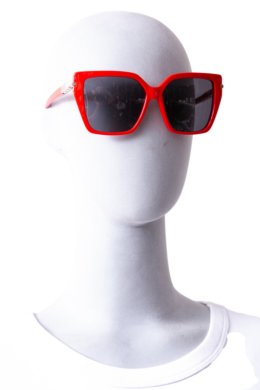 SALVATORE FERRAGAMO SQUARE ACETATE RED BLACK LENSES