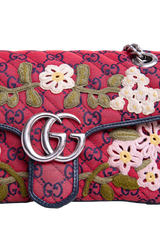 GUCCI GG MARMONT CANVAS EMBROIDERED ROSE RED LIMITED EDITION