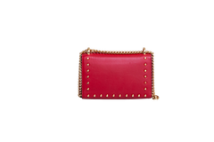 GUCCI PADLOCK SMALL RED LEATHER FAUX PEARL STUD