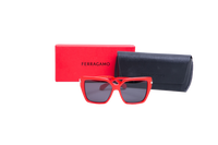 SALVATORE FERRAGAMO SQUARE ACETATE RED BLACK LENSES