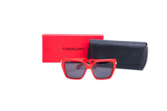 SALVATORE FERRAGAMO SQUARE ACETATE RED BLACK LENSES