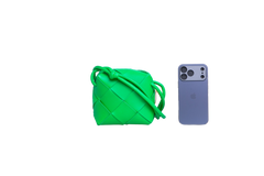 BOTTEGA MINI CASSETTE CAMERA INTRECCIATO GREEN PARAKEET