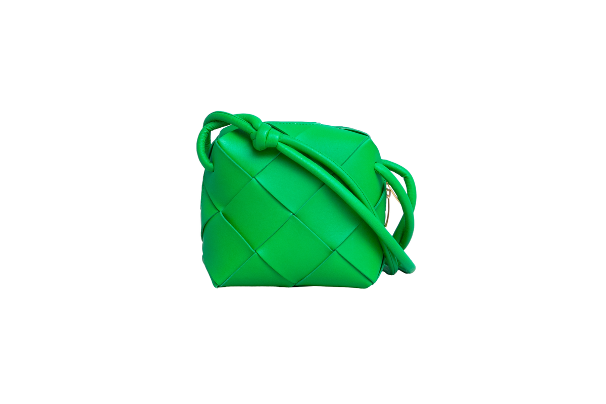 BOTTEGA MINI CASSETTE CAMERA INTRECCIATO GREEN PARAKEET