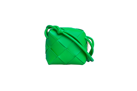 BOTTEGA MINI CASSETTE CAMERA INTRECCIATO GREEN PARAKEET